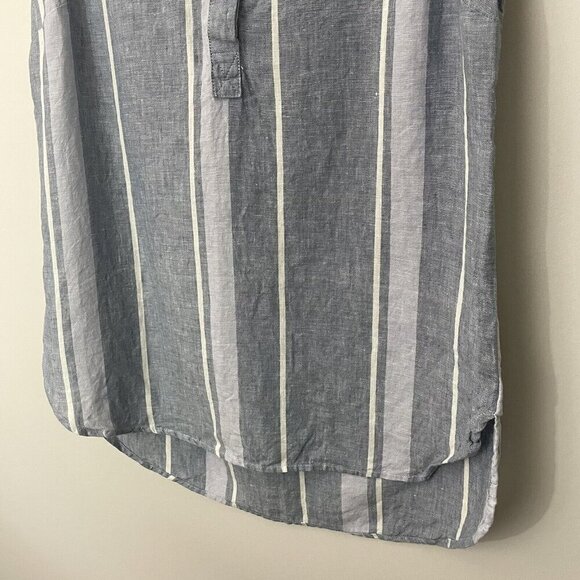 Ellen Tracy 100% Linen Sleeveless Top Womens S Blue White Stripe Button Up - Picture 3 of 10
